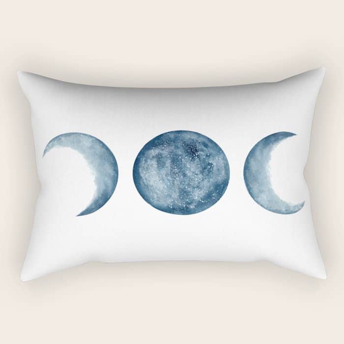 Blue Moon Phases Watercolor Rectangular Pillow