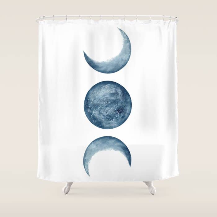 Blue Moon Phases Watercolor Shower Curtain