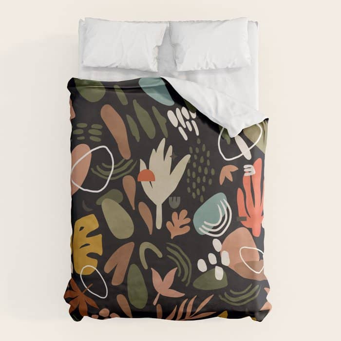 Abstract Shapes Of Dark Modern Nature Duvet Cover