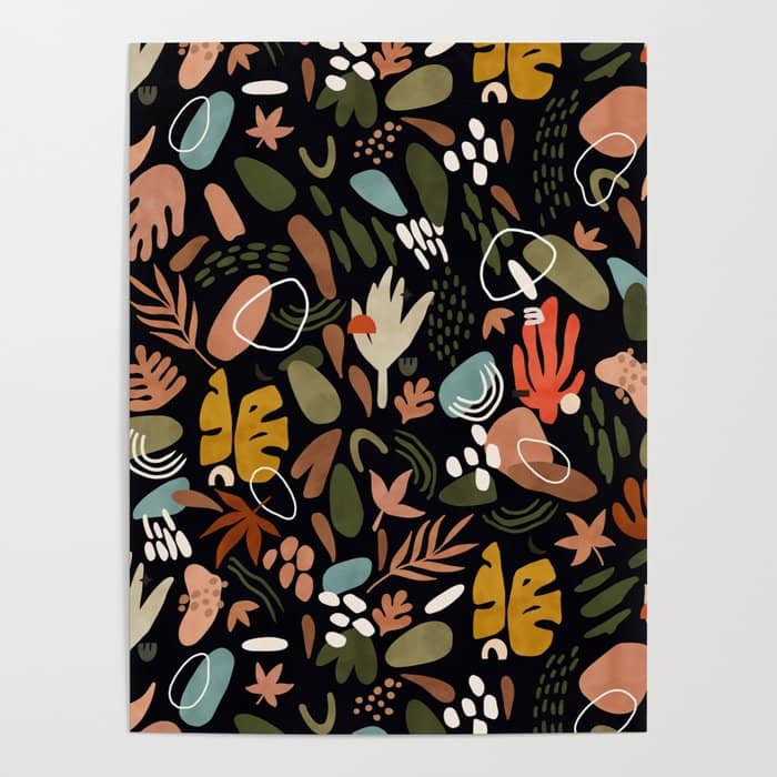 Abstract Shapes Of Dark Modern Nature Poster