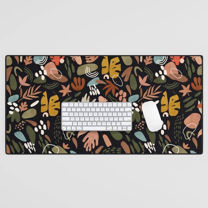 Abstract Shapes Of Dark Modern Nature Desk Mat