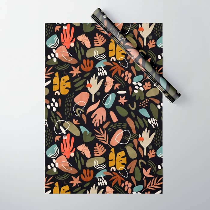 Abstract Shapes Of Dark Modern Nature Wrapping Paper