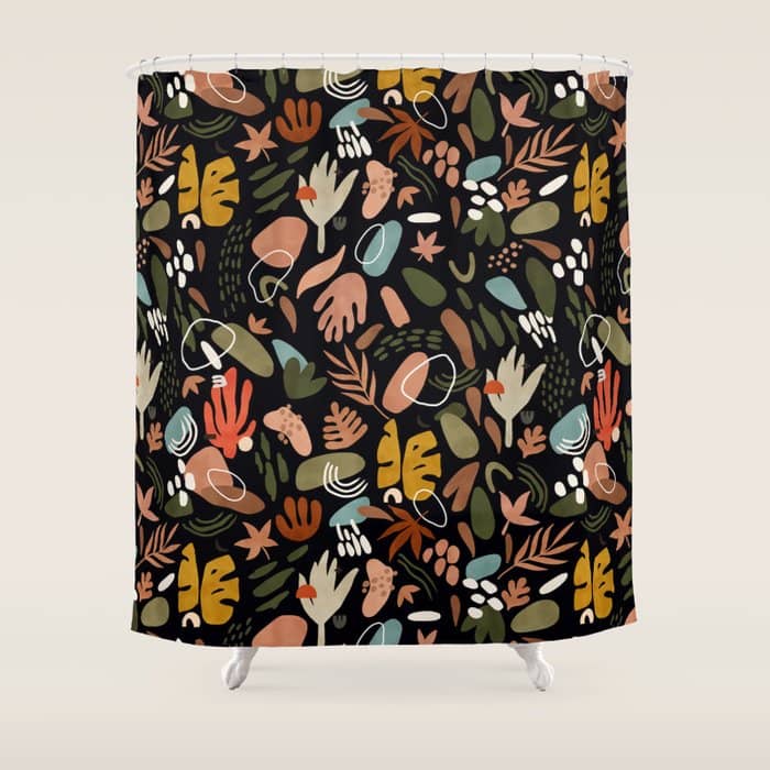 Abstract Shapes Of Dark Modern Nature Shower Curtain