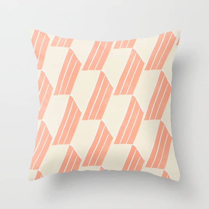 Minimalist Series: Pink Hex Tiles Throw Pillow