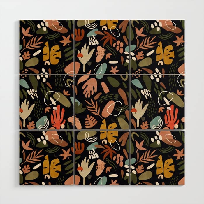 Abstract Shapes Of Dark Modern Nature Wood Wall Art