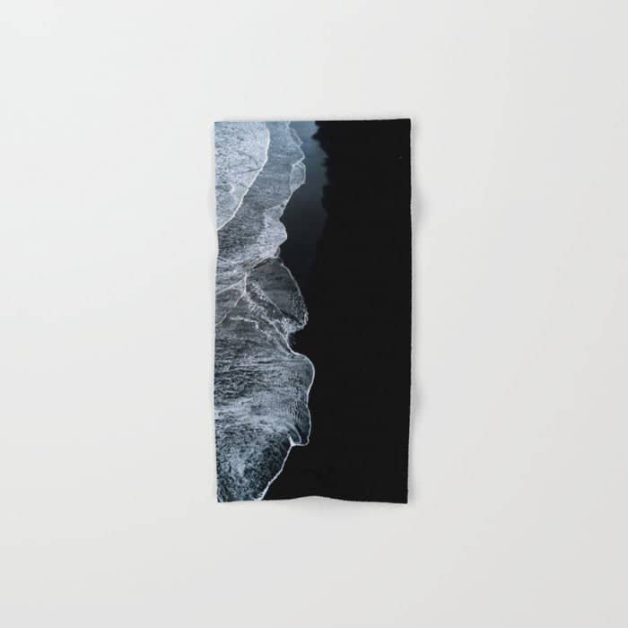 Waves On A Black Sand Beach In Iceland - Minimalist Landscape Photography Bath Towel
