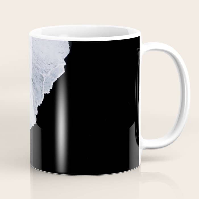 Waves Crashing On A Black Sand Beach - Minimal Landscape Photography Coffee Mug