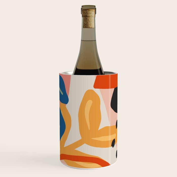Flower Market Madrid, Abstract Retro Floral Print Wine Chiller