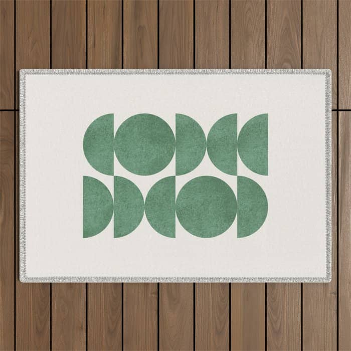 Green Retro Scandinavian - Mid Century Modern Outdoor Rug