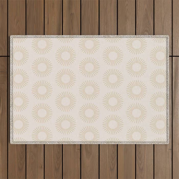 Minimalist Sunray Pattern Xiv Natural Neutral Outdoor Rug
