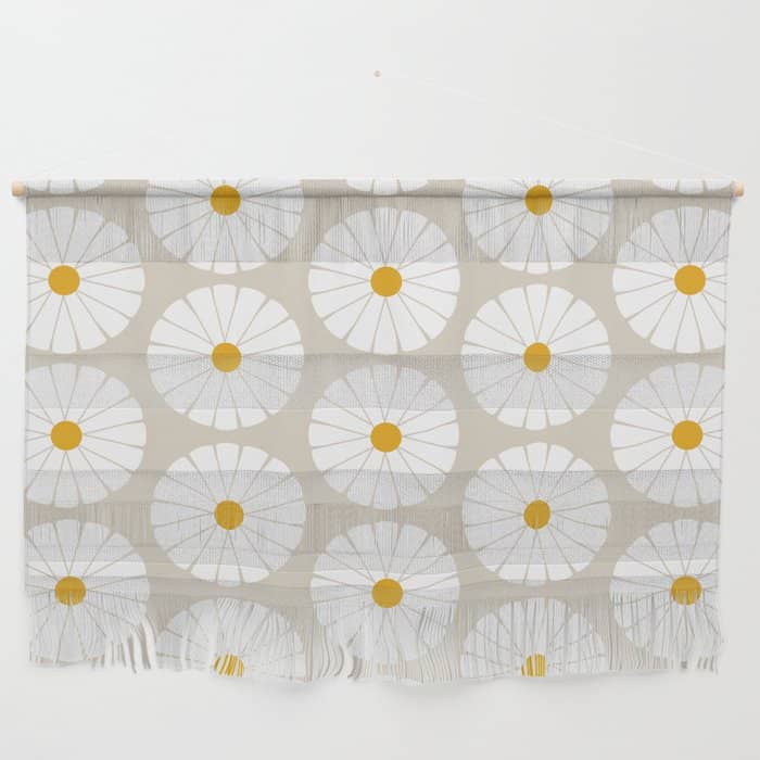 Minimal Botanical Pattern - Daisies Wall Hanging