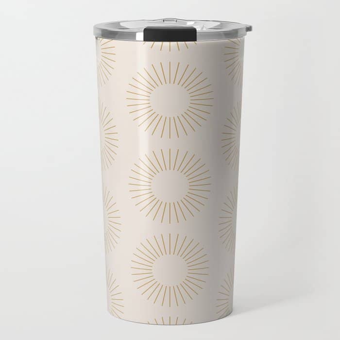 Minimalist Sunray Pattern Xiv Natural Neutral Travel Mug