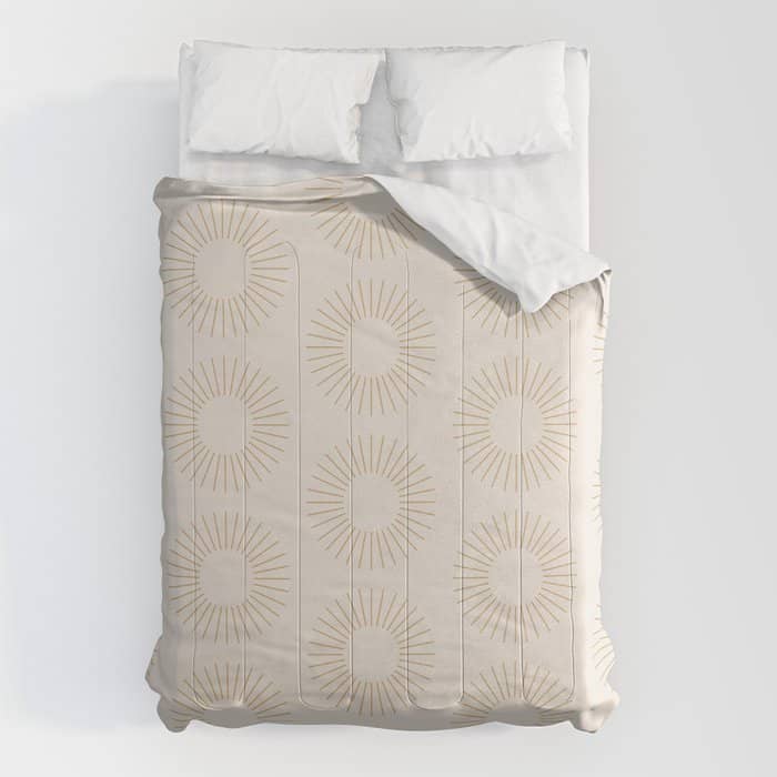 Minimalist Sunray Pattern Xiv Natural Neutral Comforter