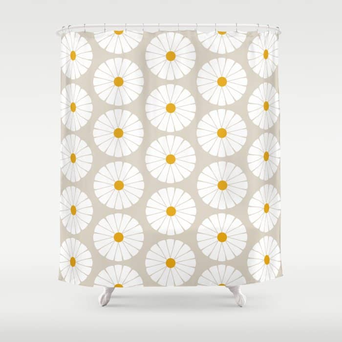 Minimal Botanical Pattern - Daisies Shower Curtain