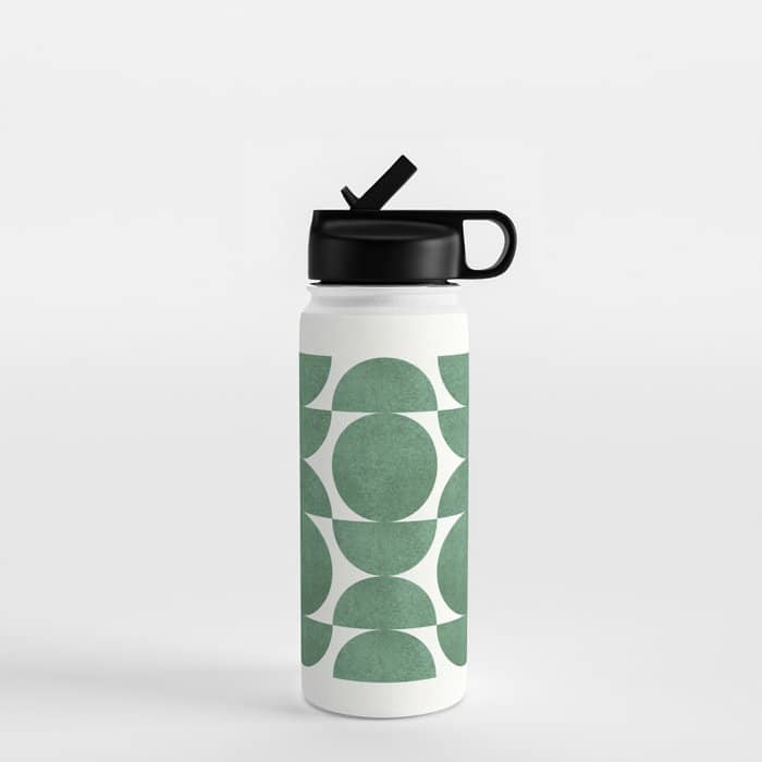 Green Retro Scandinavian - Mid Century Modern Water Bottle