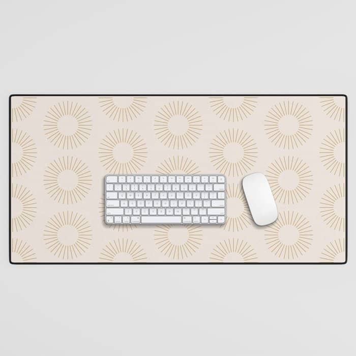 Minimalist Sunray Pattern Xiv Natural Neutral Desk Mat