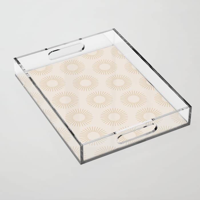 Minimalist Sunray Pattern Xiv Natural Neutral Acrylic Tray