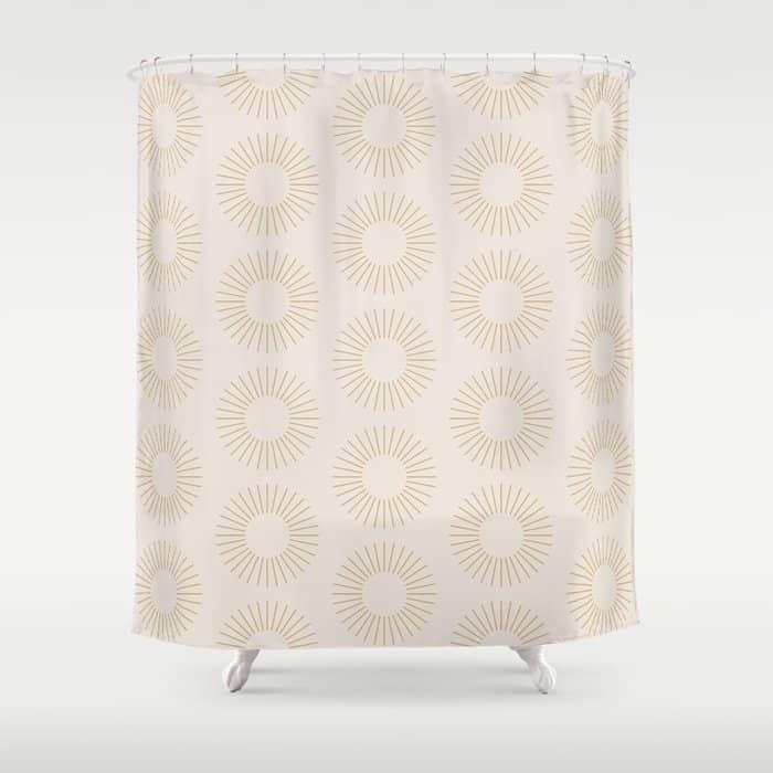 Minimalist Sunray Pattern Xiv Natural Neutral Shower Curtain