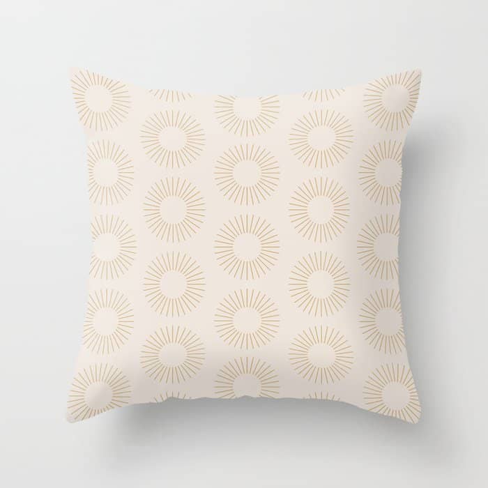 Minimalist Sunray Pattern Xiv Natural Neutral Throw Pillow