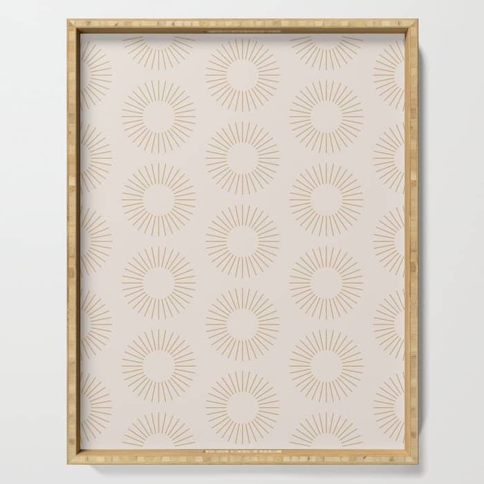 Minimalist Sunray Pattern Xiv Natural Neutral Serving Tray