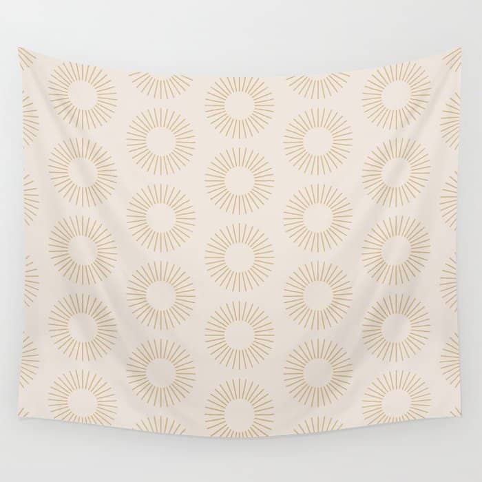 Minimalist Sunray Pattern Xiv Natural Neutral Wall Tapestry