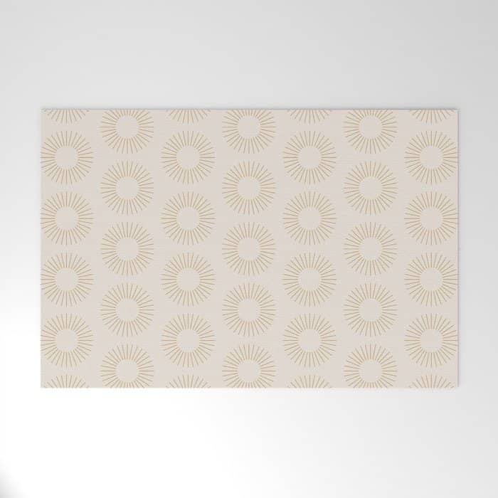 Minimalist Sunray Pattern Xiv Natural Neutral Welcome Mat