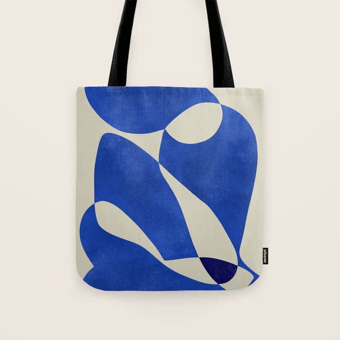 Blue Nude Geometric Modern Print Tote Bag