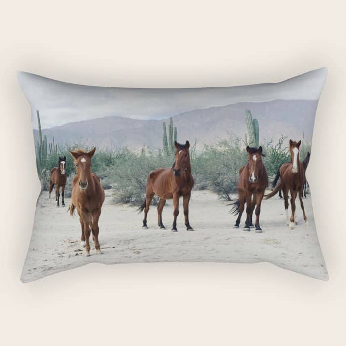 BahíA De Los áNgeles Wild Horses Rectangular Pillow