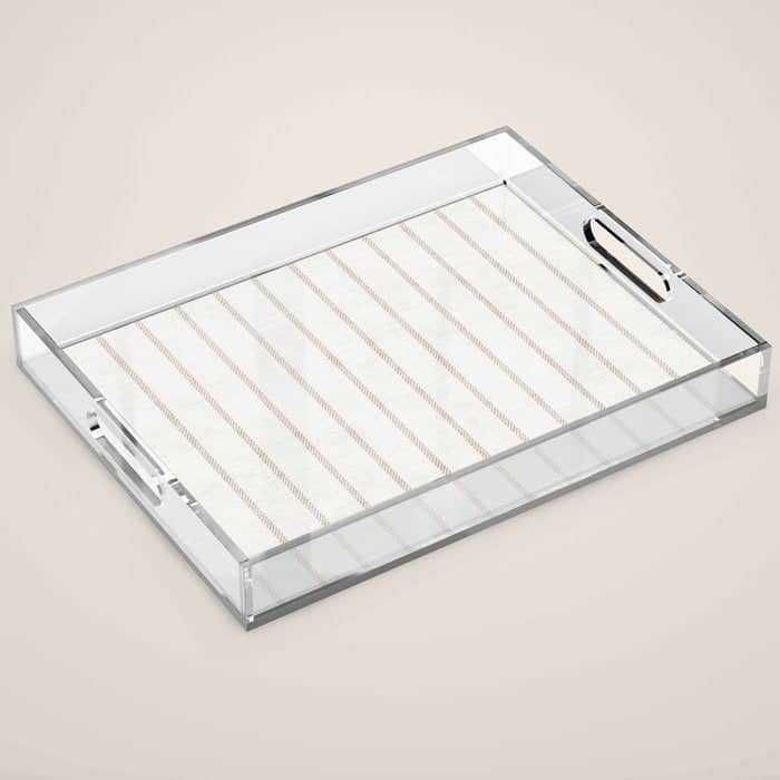 Aegean Simple Ticking Stripe Jute Acrylic Tray