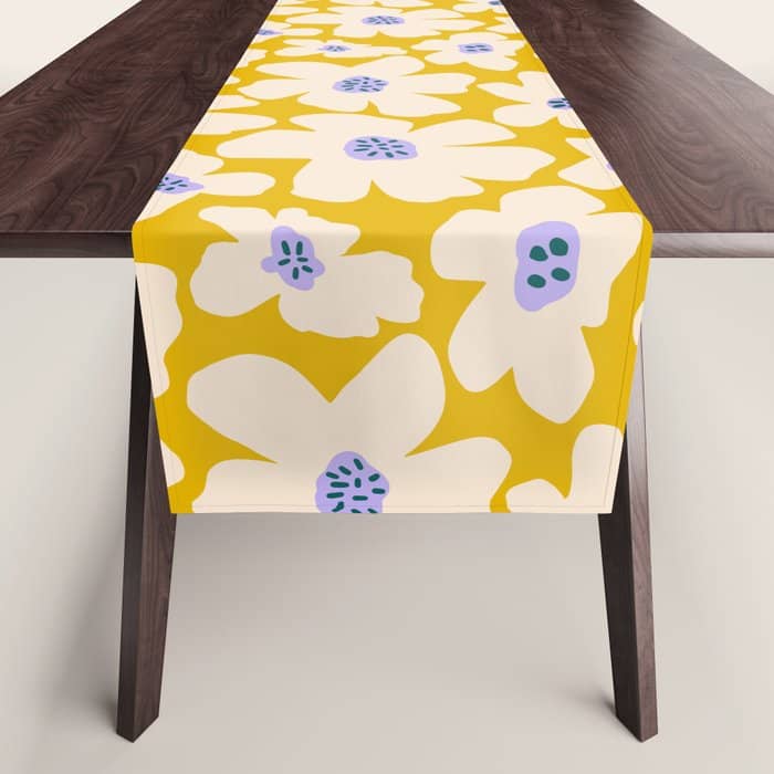 Retro Daisy - Yellow, White And Purple  Table Runner