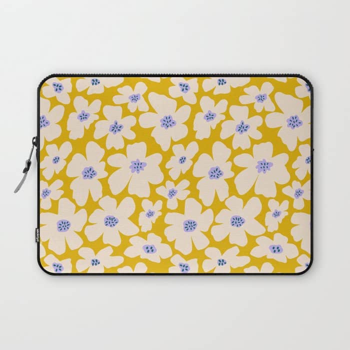 Retro Daisy - Yellow, White And Purple  Laptop Sleeve