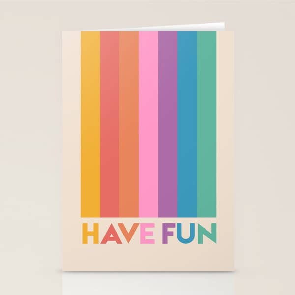 Vintage Rainbow Have Fun Text Stationery Card