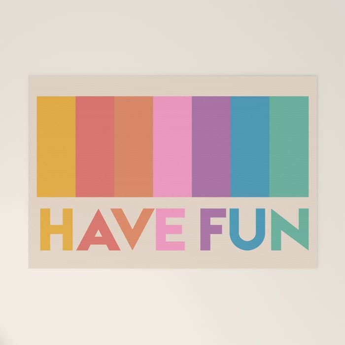 Vintage Rainbow Have Fun Text Welcome Mat