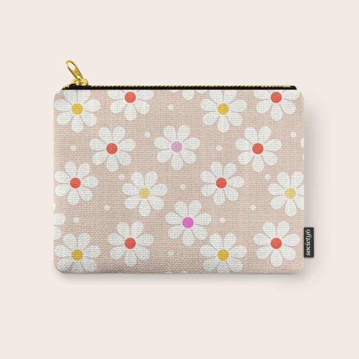 Seventies Daisies Pattern Carry All Pouch