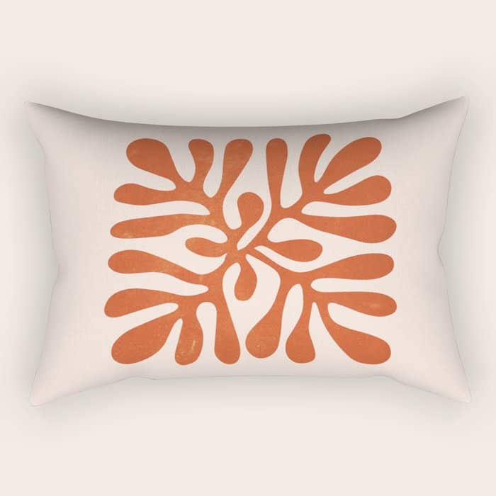 Nature Leaf Cutouts Iii: Terracotta Edition | Mid-Century Henri Matisse Series Rectangular Pillow