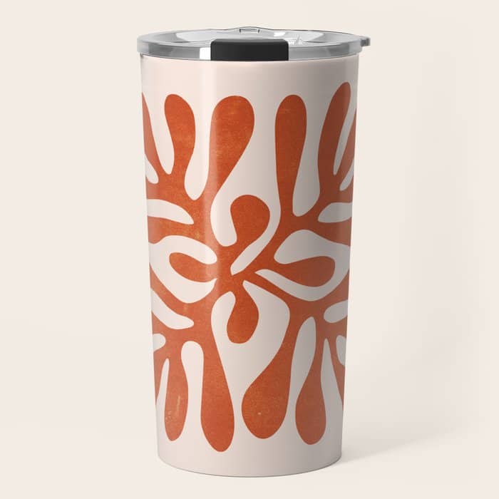 Nature Leaf Cutouts Iii: Terracotta Edition | Mid-Century Henri Matisse Series Travel Mug