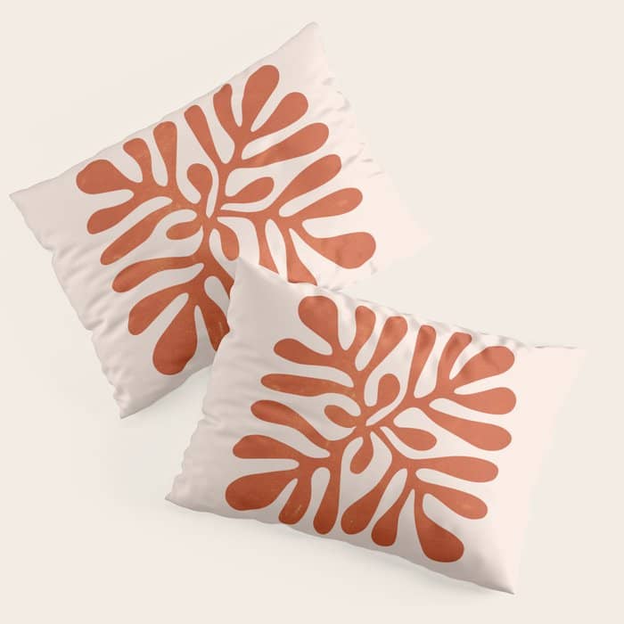 Nature Leaf Cutouts Iii: Terracotta Edition | Mid-Century Henri Matisse Series Pillow Sham