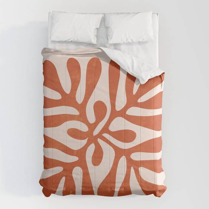 Nature Leaf Cutouts Iii: Terracotta Edition | Mid-Century Henri Matisse Series Comforter