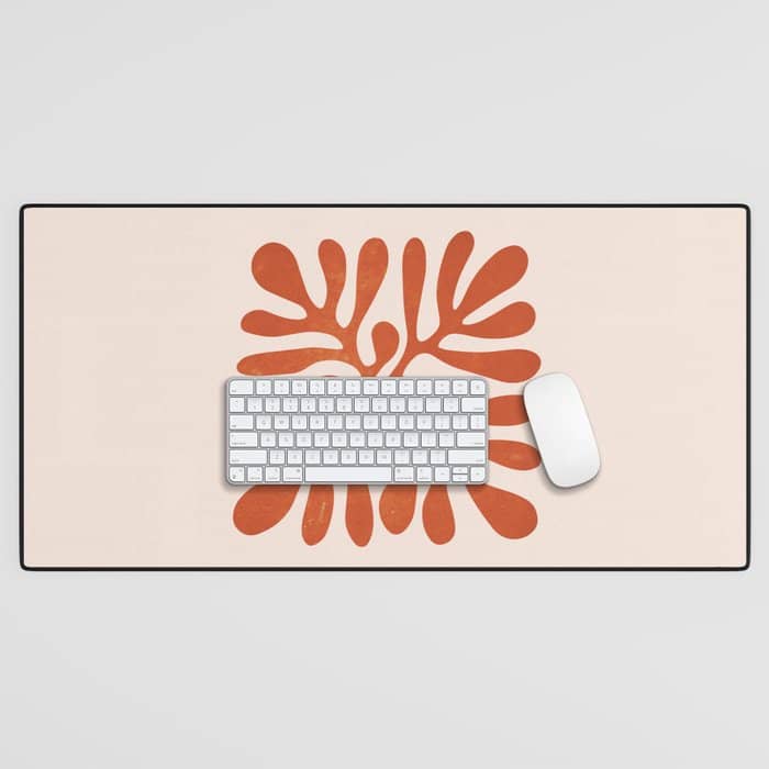 Nature Leaf Cutouts Iii: Terracotta Edition | Mid-Century Henri Matisse Series Desk Mat