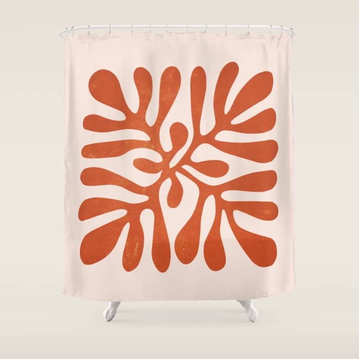 Nature Leaf Cutouts Iii: Terracotta Edition | Mid-Century Henri Matisse Series Shower Curtain