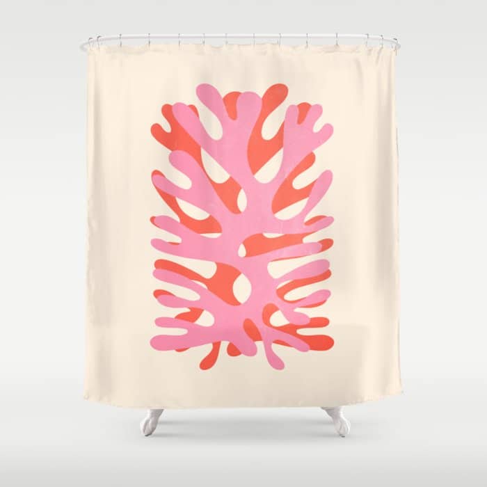 Sea Leaf: Matisse Collage Peach Edition Shower Curtain