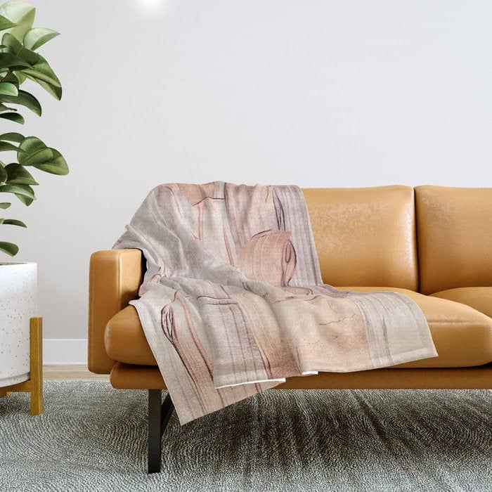 Shiny Metal Copper Hand Drawn Strokes Throw Blanket