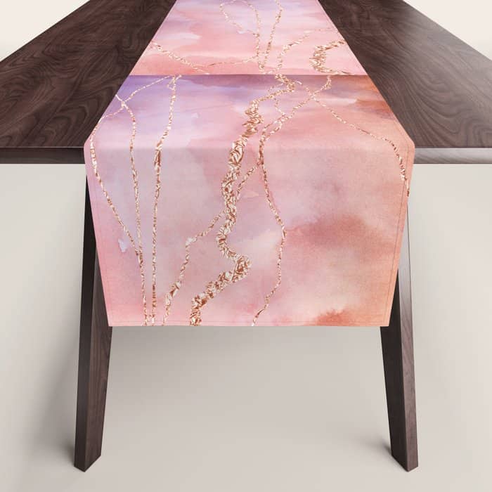 Blush And Purple Sky With Rose Gold Flashes Table Runner