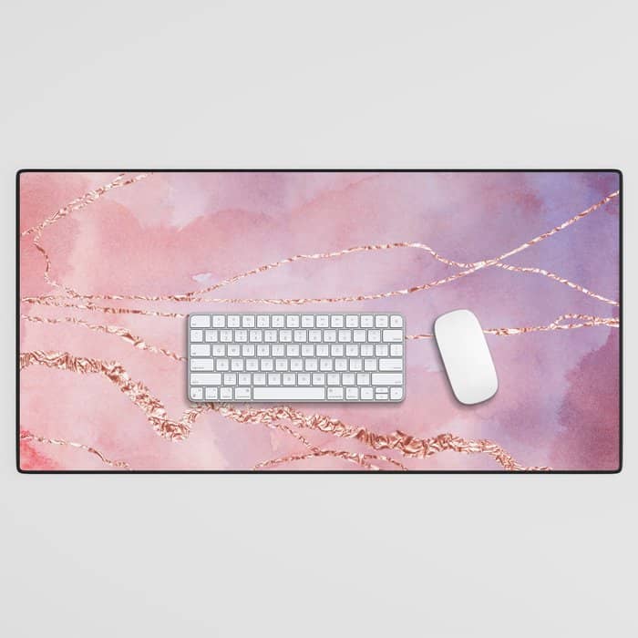 Blush And Purple Sky With Rose Gold Flashes Desk Mat
