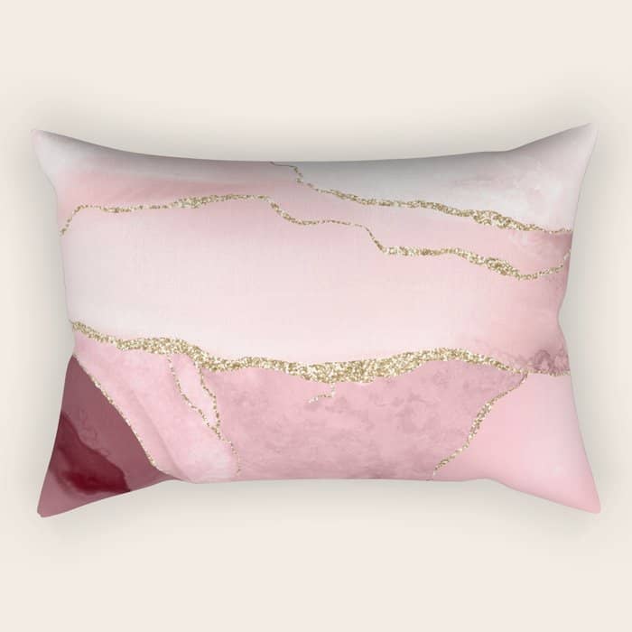 Blush Marble Art Landscape Rectangular Pillow