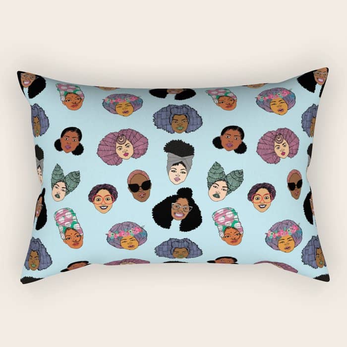 Black Hair Magic - Blue Rectangular Pillow