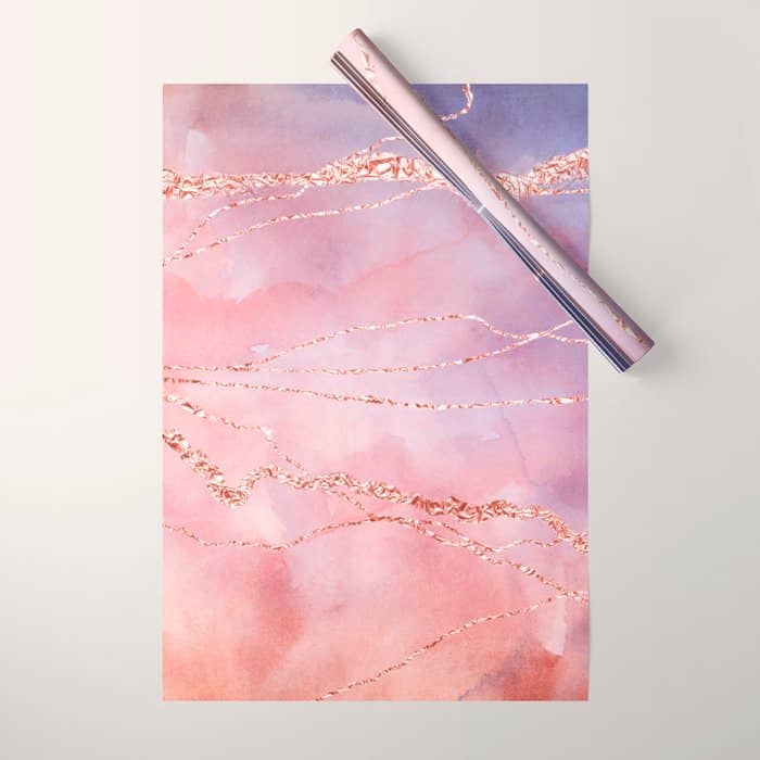 Blush And Purple Sky With Rose Gold Flashes Wrapping Paper