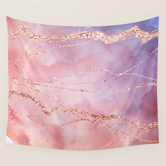 Blush And Purple Sky With Rose Gold Flashes Wall Tapestry