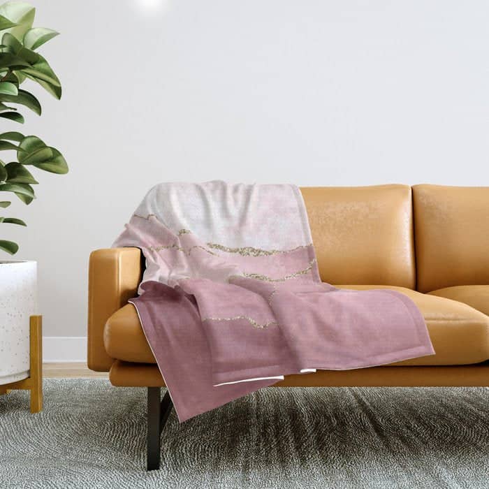 Blush Marble Art Landscape Throw Blanket