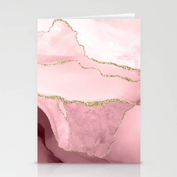 Blush Marble Art Landscape Stationery Card